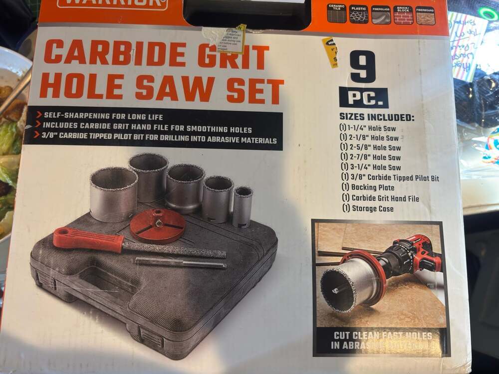 New Warrior 9 Pc. Carbide Grit Hole Saw Set